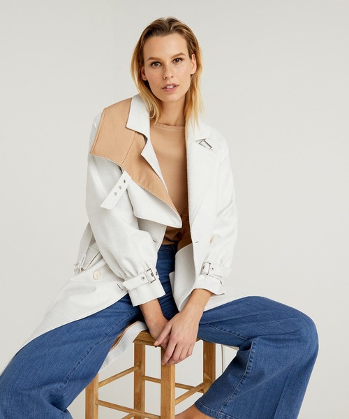 BENETTON (UNITED COLORS OF BENETTON)（ベネトンユナイテッドカラーズオブベネトン）の「JCCナチュラルカラーミディアム丈トレンチコート（トレンチコート・レディース・ホワイト・40/42）」の7枚目の写真