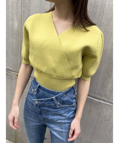 EMODA（エモダ）の「フロントクロストップ（ニット/セーター・レディース・ホワイト/ブラック/イエロー・FREE）」の8枚目の写真