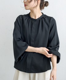 【WEB限定・Du noir】ノーカラーブラウス