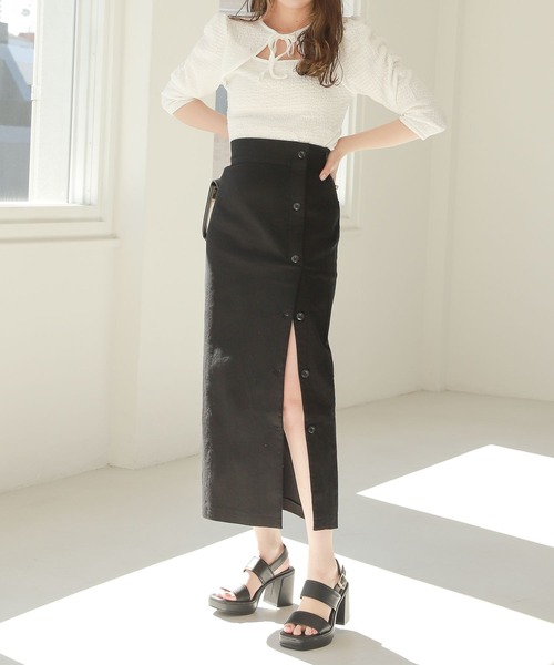 Heather（ヘザー）の「バストオープンカットソー（7分袖）　276875（Tシャツ/カットソー・レディース・ブルー/ブラック/オフホワイト・FREE）」の4枚目の写真
