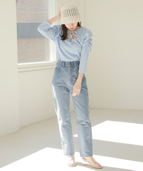 Heather（ヘザー）の「バストオープンカットソー（7分袖）　276875（Tシャツ/カットソー・レディース・ブルー/ブラック/オフホワイト・FREE）」の13枚目の写真
