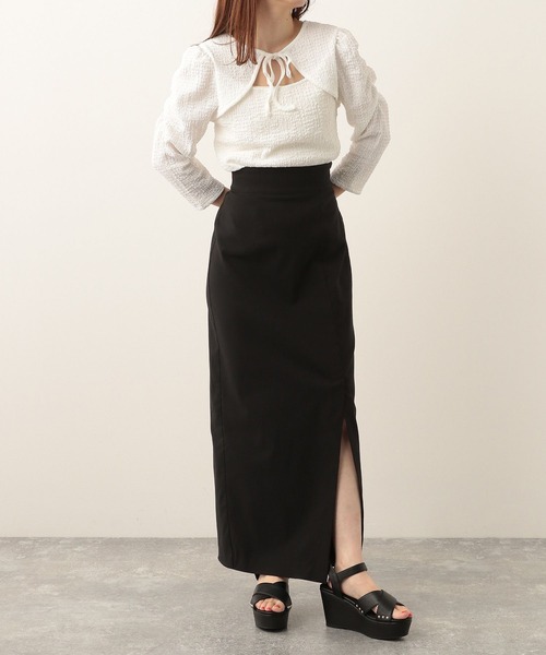 Heather（ヘザー）の「バストオープンカットソー（7分袖）　276875（Tシャツ/カットソー・レディース・ブルー/ブラック/オフホワイト・FREE）」の19枚目の写真