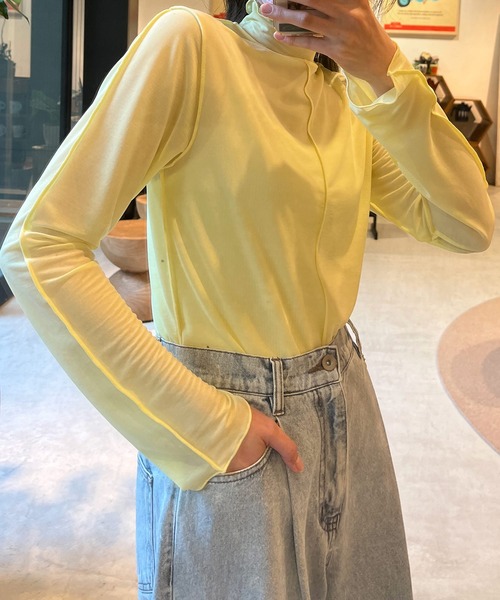w closet（ダブルクローゼット）の「アウトロックタートルネックプルオーバー（Tシャツ/カットソー・レディース・ブラック/オフホワイト/イエロー系・FREE）」の3枚目の写真