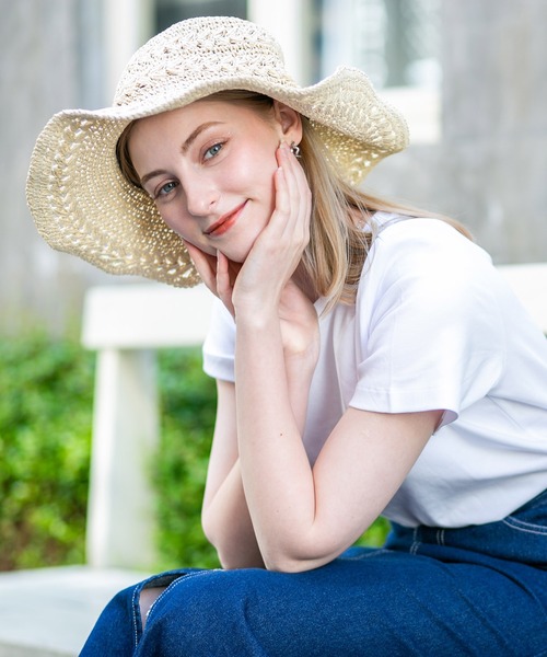 14+(イチヨンプラス)の「ペーパー柄編みつば広ハット(ハット・レディース・ナチュラル/キャメル・FREE)」の16枚目の写真