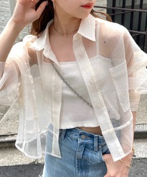 Chico | 袖取り外しショート丈シアーブロッキングシャツ(シャツ/ブラウス)