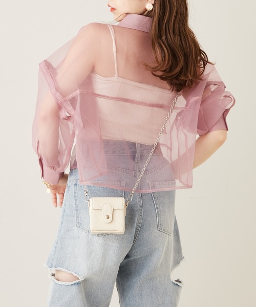 Chico（チコ）の「袖取り外しショート丈シアーブロッキングシャツ（シャツ/ブラウス・レディース・ホワイト/ブラック/ピンク/ミント/ベージュ・FREE）」の18枚目の写真