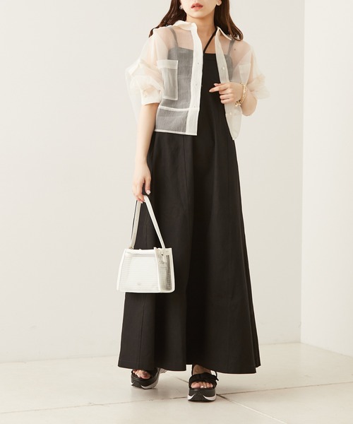 Chico（チコ）の「袖取り外しショート丈シアーブロッキングシャツ（シャツ/ブラウス・レディース・ホワイト/ブラック/ピンク/ミント/ベージュ・FREE）」の13枚目の写真