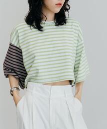 CITEN | ＜CITEN（シテン）＞クレイジーパターン ボーダー ショート Tシャツ(Tシャツ/カットソー)