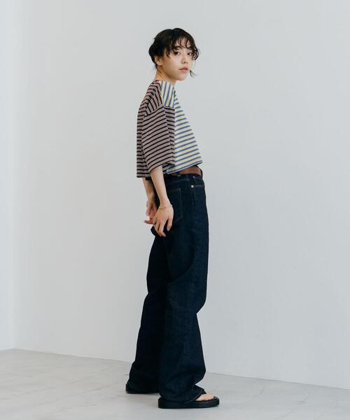 CITEN（シテン）の「＜CITEN（シテン）＞クレイジーパターン ボーダー ショート Tシャツ（Tシャツ/カットソー・レディース・ピンク/ライム/イエロー・FREE）」の7枚目の写真