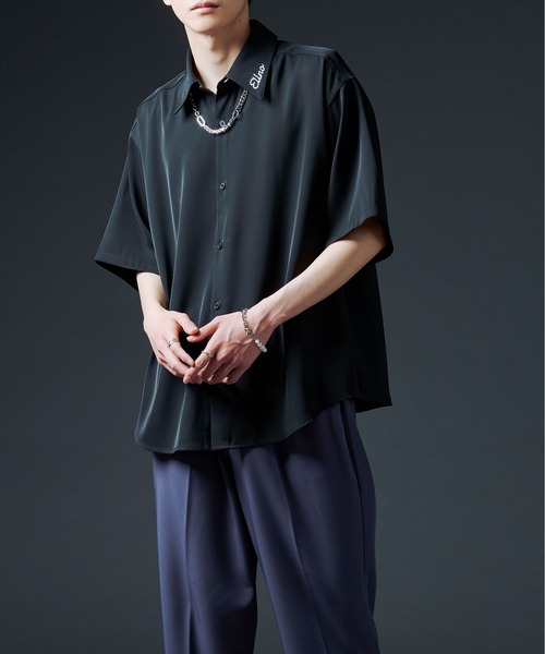 Ellno Loset（エルノロゼット）の「シシュウロゴレギュラーシャツ（シャツ/ブラウス・メンズ・ブラック/オフホワイト・MEDIUM/LARGE）」の6枚目の写真