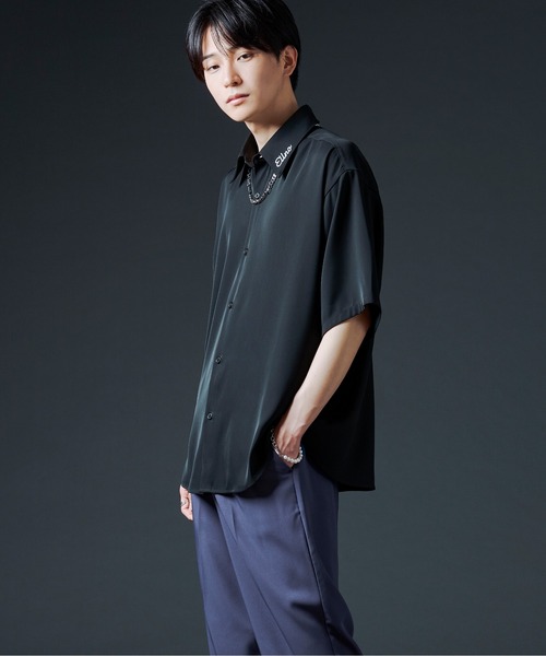 Ellno Loset（エルノロゼット）の「シシュウロゴレギュラーシャツ（シャツ/ブラウス・メンズ・ブラック/オフホワイト・MEDIUM/LARGE）」の7枚目の写真