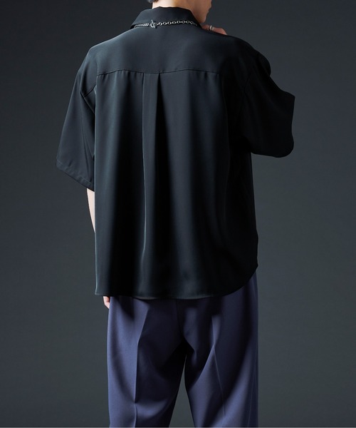 Ellno Loset（エルノロゼット）の「シシュウロゴレギュラーシャツ（シャツ/ブラウス・メンズ・ブラック/オフホワイト・MEDIUM/LARGE）」の8枚目の写真