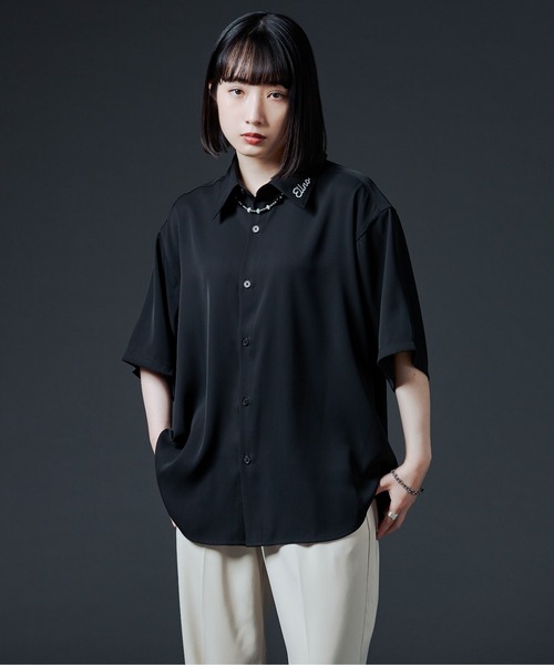 Ellno Loset（エルノロゼット）の「シシュウロゴレギュラーシャツ（シャツ/ブラウス・メンズ・ブラック/オフホワイト・MEDIUM/LARGE）」の10枚目の写真