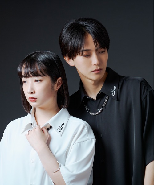 Ellno Loset（エルノロゼット）の「シシュウロゴレギュラーシャツ（シャツ/ブラウス・メンズ・ブラック/オフホワイト・MEDIUM/LARGE）」の15枚目の写真