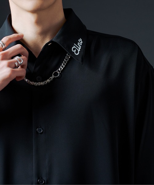 Ellno Loset（エルノロゼット）の「シシュウロゴレギュラーシャツ（シャツ/ブラウス・メンズ・ブラック/オフホワイト・MEDIUM/LARGE）」の20枚目の写真