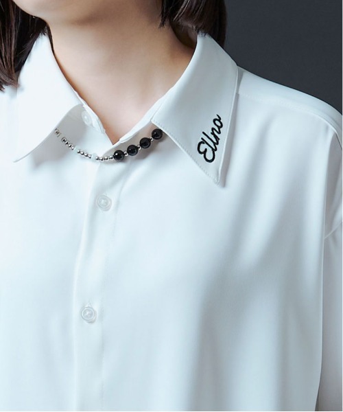 Ellno Loset（エルノロゼット）の「シシュウロゴレギュラーシャツ（シャツ/ブラウス・メンズ・ブラック/オフホワイト・MEDIUM/LARGE）」の21枚目の写真