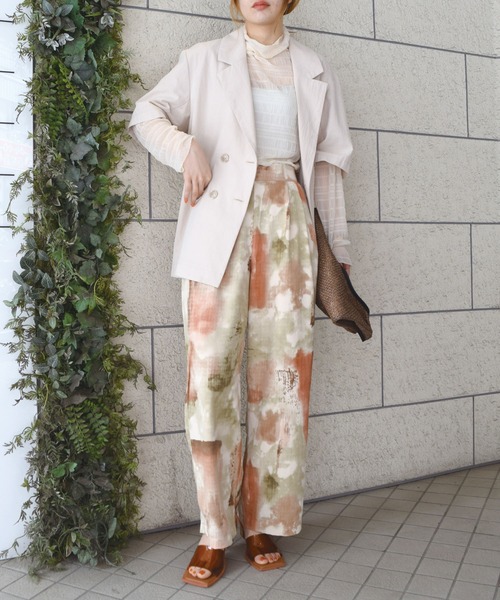 CORNERS（コーナーズ）の「ニュアンスプリントストレートパンツ（スラックス・レディース・グレー/イエロー/オレンジ・M）」の6枚目の写真