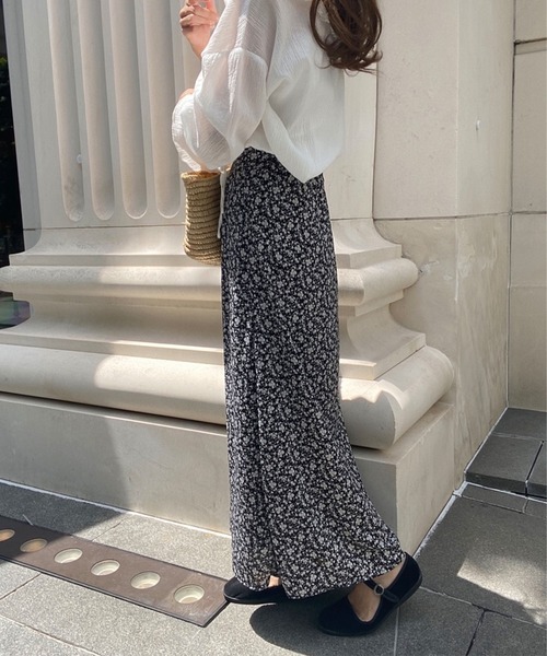 junoah（ジュノア）の「フラワーセミフレアマーメイドスカート（スカート・レディース・ブラック/グリーン系その他・MEDIUM/LARGE/X-LARGE）」の6枚目の写真