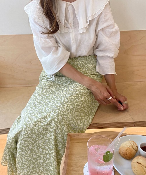 junoah（ジュノア）の「フラワーセミフレアマーメイドスカート（スカート・レディース・ブラック/グリーン系その他・MEDIUM/LARGE/X-LARGE）」の8枚目の写真