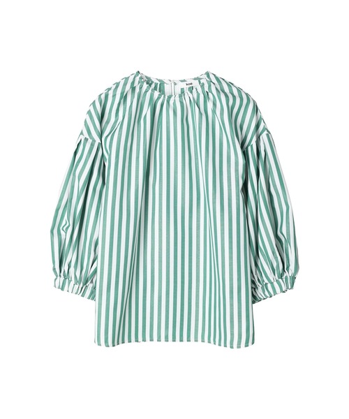 koe（コエ）の「ストライプボリューム袖プルオーバーブラウス（シャツ/ブラウス・レディース・ネイビー/グリーン・FREE）」の14枚目の写真