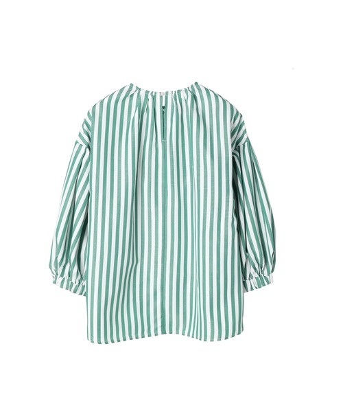 koe（コエ）の「ストライプボリューム袖プルオーバーブラウス（シャツ/ブラウス・レディース・ネイビー/グリーン・FREE）」の15枚目の写真