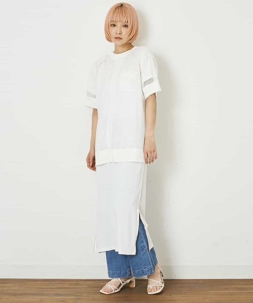 A de a.v.v(アードアー・ヴェ・ヴェ)の「バックオープンメッシュトップス(Tシャツ/カットソー・レディース・ブラック/ホワイト・MEDIUM/SMALL)」の3枚目の写真