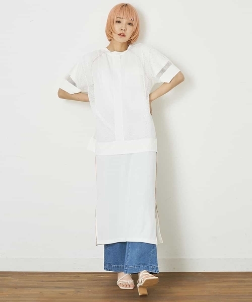A de a.v.v(アードアー・ヴェ・ヴェ)の「バックオープンメッシュトップス(Tシャツ/カットソー・レディース・ブラック/ホワイト・MEDIUM/SMALL)」の5枚目の写真