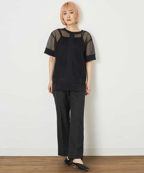 A de a.v.v(アードアー・ヴェ・ヴェ)の「バックオープンメッシュトップス(Tシャツ/カットソー・レディース・ブラック/ホワイト・MEDIUM/SMALL)」の6枚目の写真