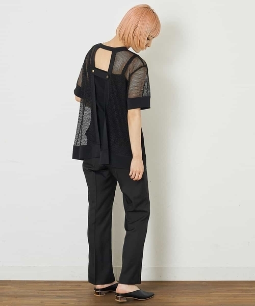 A de a.v.v(アードアー・ヴェ・ヴェ)の「バックオープンメッシュトップス(Tシャツ/カットソー・レディース・ブラック/ホワイト・MEDIUM/SMALL)」の7枚目の写真