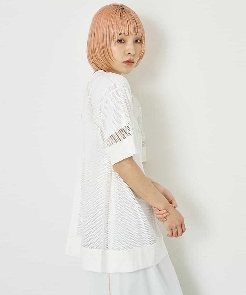 A de a.v.v(アードアー・ヴェ・ヴェ)の「バックオープンメッシュトップス(Tシャツ/カットソー・レディース・ブラック/ホワイト・MEDIUM/SMALL)」の9枚目の写真
