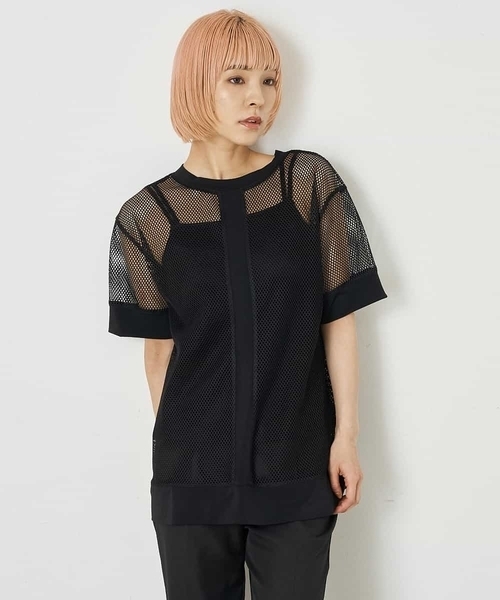 A de a.v.v(アードアー・ヴェ・ヴェ)の「バックオープンメッシュトップス(Tシャツ/カットソー・レディース・ブラック/ホワイト・MEDIUM/SMALL)」の10枚目の写真