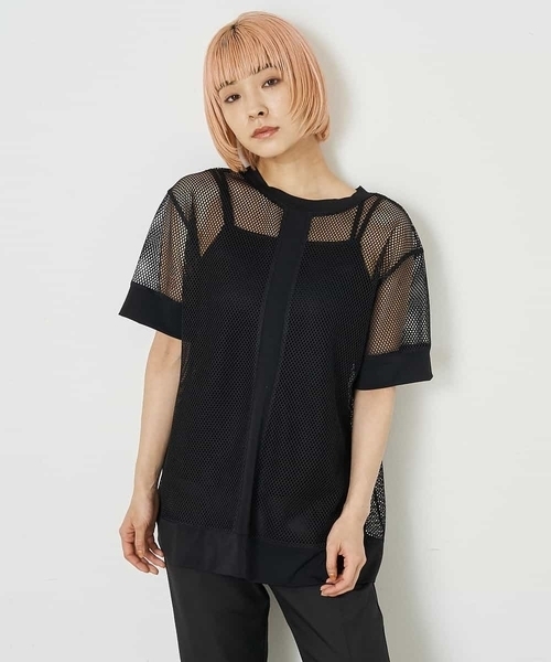 A de a.v.v(アードアー・ヴェ・ヴェ)の「バックオープンメッシュトップス(Tシャツ/カットソー・レディース・ブラック/ホワイト・MEDIUM/SMALL)」の11枚目の写真
