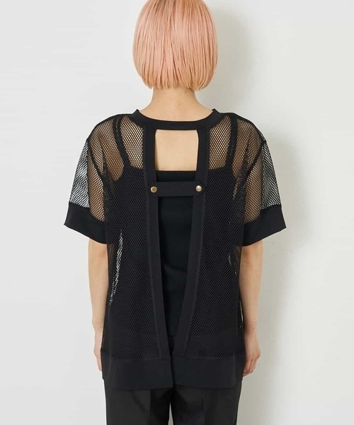 A de a.v.v(アードアー・ヴェ・ヴェ)の「バックオープンメッシュトップス(Tシャツ/カットソー・レディース・ブラック/ホワイト・MEDIUM/SMALL)」の13枚目の写真