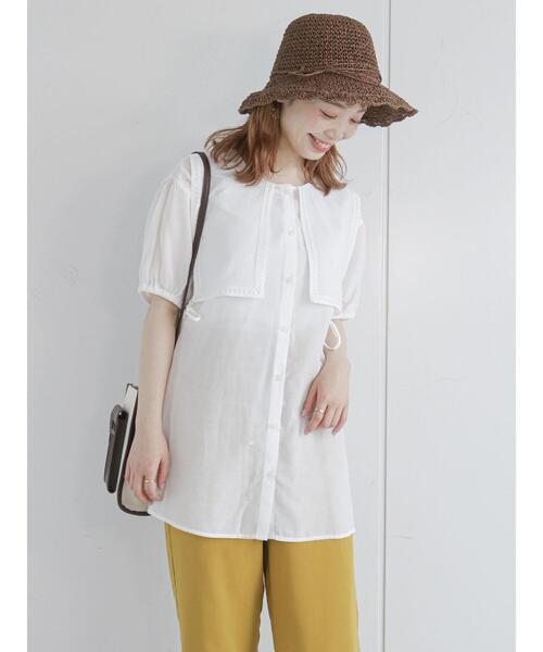 ehka sopo（エヘカソポ）の「レースビブ付チュニック（チュニック・レディース・ブラック/ベージュ/オフホワイト・ﾌﾘ-）」の4枚目の写真