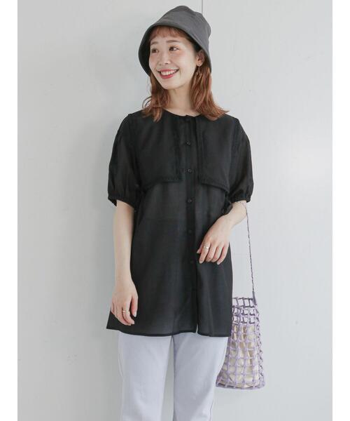 ehka sopo（エヘカソポ）の「レースビブ付チュニック（チュニック・レディース・ブラック/ベージュ/オフホワイト・ﾌﾘ-）」の8枚目の写真