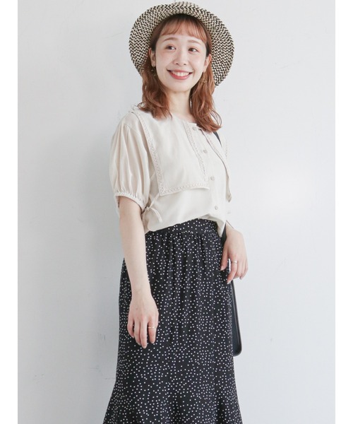 ehka sopo（エヘカソポ）の「レースビブ付チュニック（チュニック・レディース・ブラック/ベージュ/オフホワイト・ﾌﾘ-）」の3枚目の写真