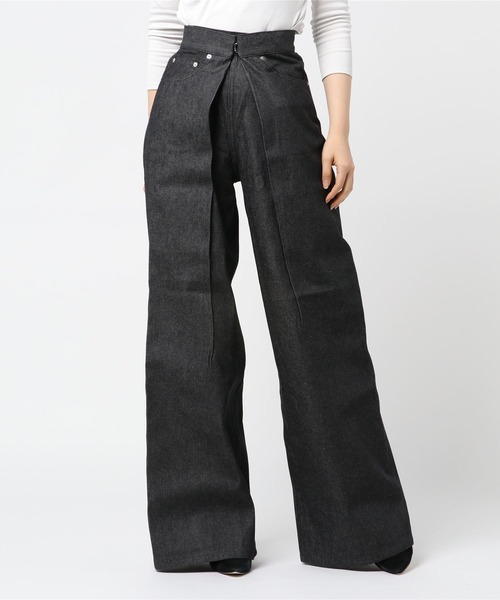 JOHN LAWRENCE SULLIVAN（ジョンローレンスサリバン）の「RIGID DENIM WIDE PANTS (LONG LENGTH)（デニムパンツ・レディース・インディゴブルー/ホワイト/ブラック/ブラック×ブラック・SMALL/X-SMALL/MEDIUM）」の8枚目の写真