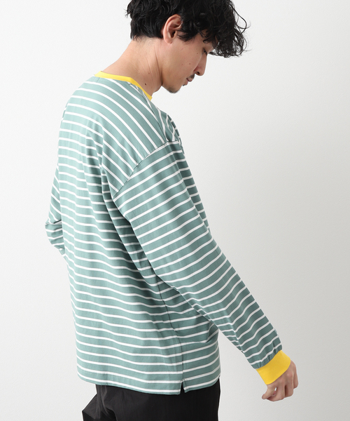 JOURNAL STANDARD relume(ジャーナルスタンダード レリューム)の「リンガーボーダー ロングスリーブTシャツ(Tシャツ/カットソー・メンズ・ホワイト/グリーン/ブルー/ネイビー・MEDIUM/LARGE)」の5枚目の写真