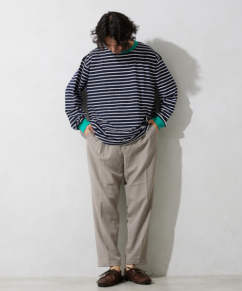 JOURNAL STANDARD relume(ジャーナルスタンダード レリューム)の「リンガーボーダー ロングスリーブTシャツ(Tシャツ/カットソー・メンズ・ホワイト/グリーン/ブルー/ネイビー・MEDIUM/LARGE)」の7枚目の写真