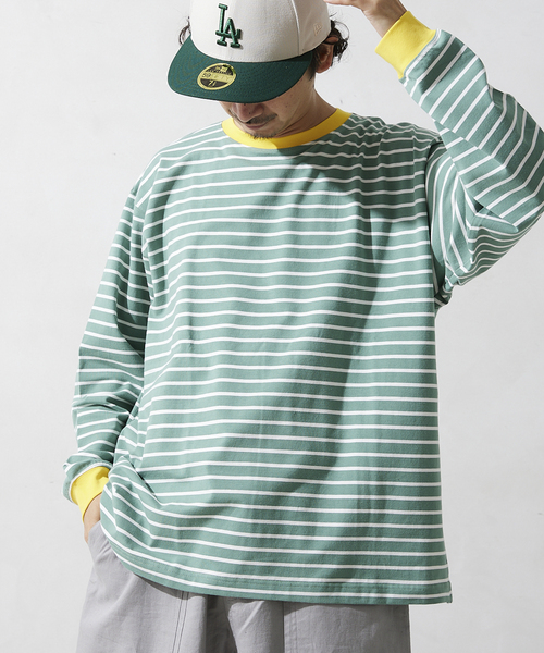 JOURNAL STANDARD relume(ジャーナルスタンダード レリューム)の「リンガーボーダー ロングスリーブTシャツ(Tシャツ/カットソー・メンズ・ホワイト/グリーン/ブルー/ネイビー・MEDIUM/LARGE)」の11枚目の写真