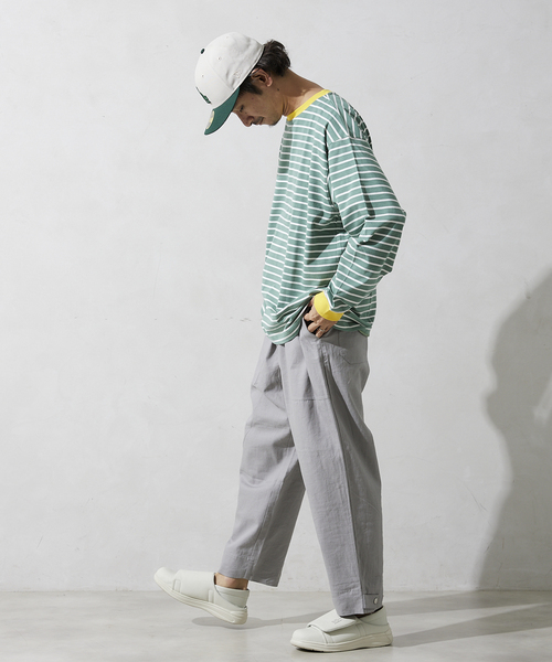 JOURNAL STANDARD relume(ジャーナルスタンダード レリューム)の「リンガーボーダー ロングスリーブTシャツ(Tシャツ/カットソー・メンズ・ホワイト/グリーン/ブルー/ネイビー・MEDIUM/LARGE)」の12枚目の写真