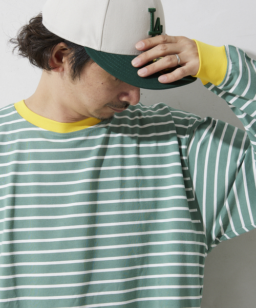 JOURNAL STANDARD relume(ジャーナルスタンダード レリューム)の「リンガーボーダー ロングスリーブTシャツ(Tシャツ/カットソー・メンズ・ホワイト/グリーン/ブルー/ネイビー・MEDIUM/LARGE)」の14枚目の写真