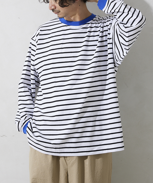 JOURNAL STANDARD relume(ジャーナルスタンダード レリューム)の「リンガーボーダー ロングスリーブTシャツ(Tシャツ/カットソー・メンズ・ホワイト/グリーン/ブルー/ネイビー・MEDIUM/LARGE)」の18枚目の写真