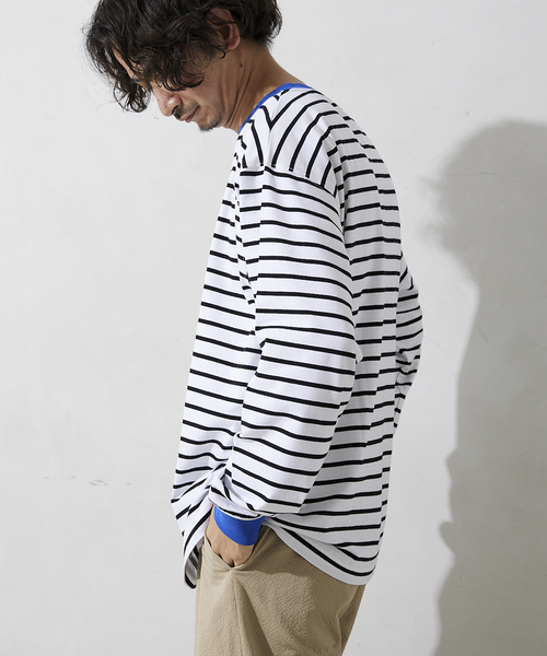 JOURNAL STANDARD relume(ジャーナルスタンダード レリューム)の「リンガーボーダー ロングスリーブTシャツ(Tシャツ/カットソー・メンズ・ホワイト/グリーン/ブルー/ネイビー・MEDIUM/LARGE)」の19枚目の写真