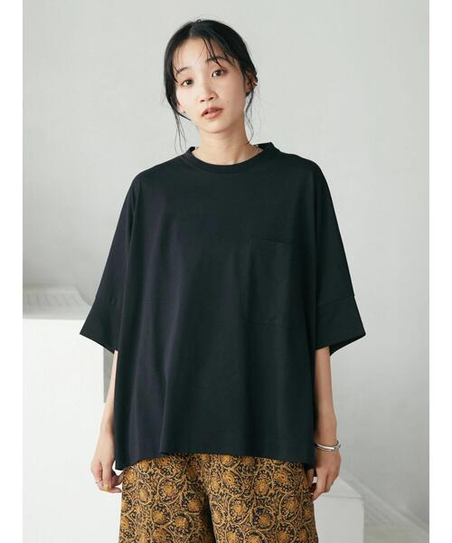 CRAFT STANDARD BOUTIQUE（クラフトスタンダードブティック）の「PKTチュニック　＊（Tシャツ/カットソー・レディース・ブラック/グレー/オフホワイト・FREE）」の6枚目の写真