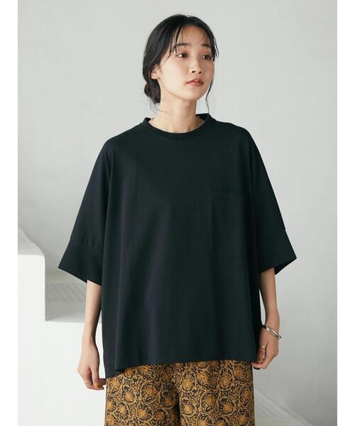 CRAFT STANDARD BOUTIQUE（クラフトスタンダードブティック）の「PKTチュニック　＊（Tシャツ/カットソー・レディース・ブラック/グレー/オフホワイト・FREE）」の7枚目の写真