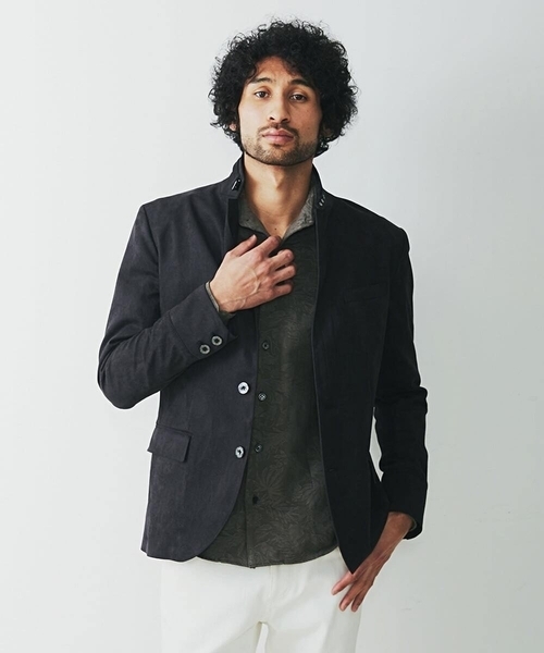 MICHEL KLEIN HOMME   （ミッシェルクランオム）の「ベジタブルスエードコンバーチブルジャケット（その他アウター・メンズ・ブラック/ブラウン/ボルドー・LARGE/X-LARGE/MEDIUM/46/48/51）」の2枚目の写真