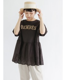 Samansa Mos2 | 裾スカラップロゴTシャツ(Tシャツ/カットソー)