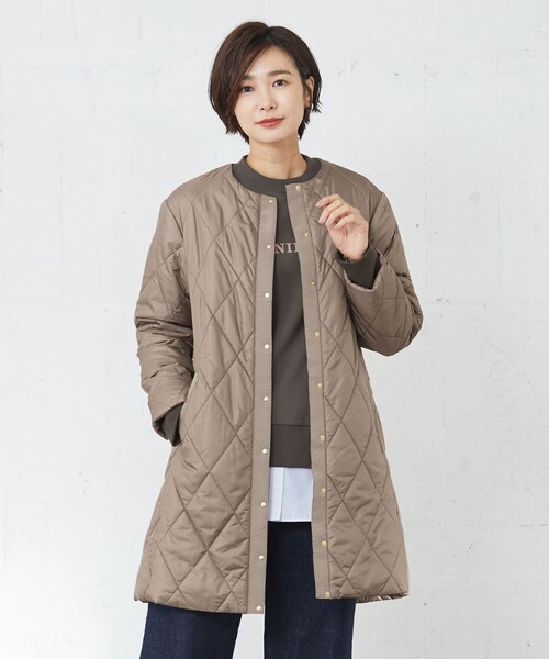 J.PRESS Ladies(J.プレス レディス)の「高密度タフタ キルティング ロング コート(その他アウター・レディース・カーキ系/グレー系/ブラウン系/ブラック系・XS)」の4枚目の写真