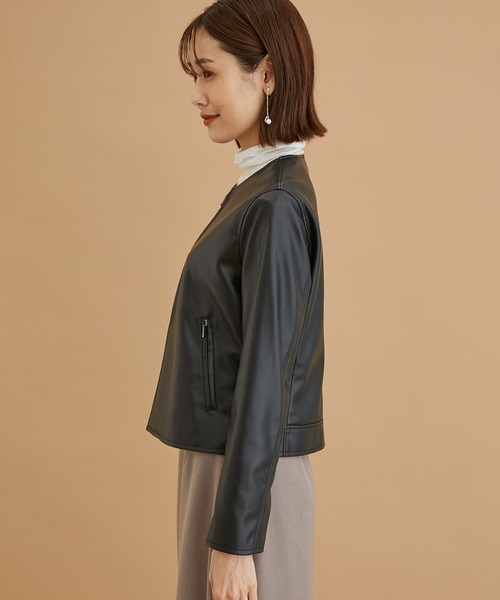 ROPE' PICNIC（ロペピクニック）の「フェイクレザーノーカラーブルゾン